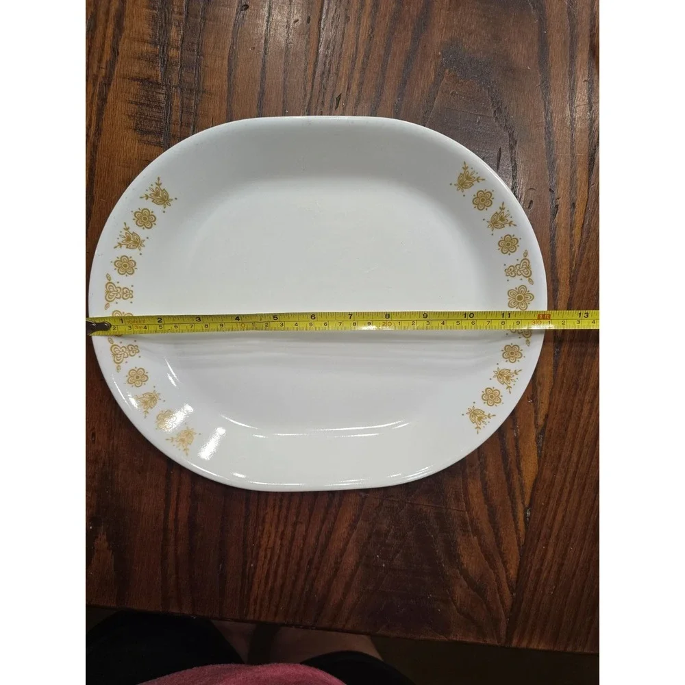 Corelle Butterfly Gold Oval Serving Platter 12 inch Vintage Corning Vitrelle USA